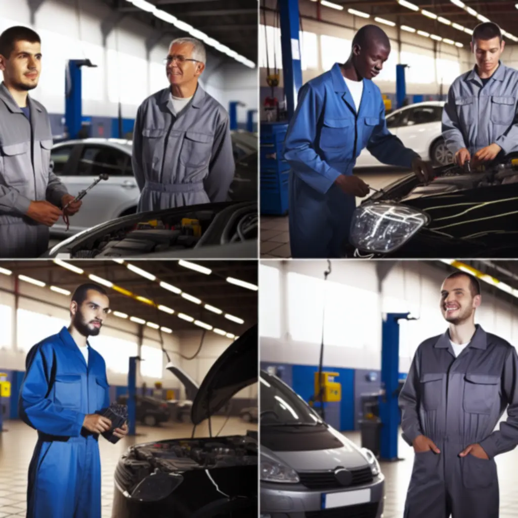 Eksperci technicy samochodowi pracujący przy pojeździe