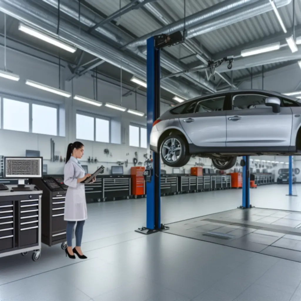 Certified automotive technician working in a modern service bay at Najlepsze Top PL